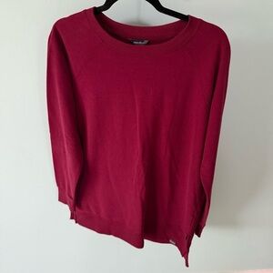 Eddie Bauer Womens Sweater Red Knit Long Sleeve Scoop Neck Pullover Size L